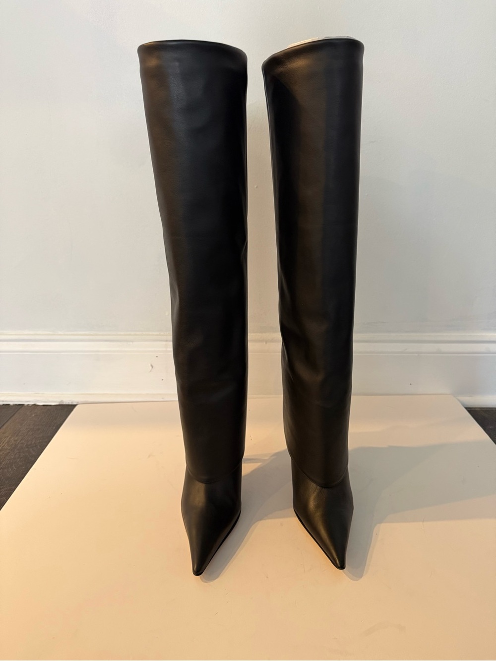 Vero Cuoio Black Over-the-Knee Pointed Stiletto Boots - Picture 2 of 9